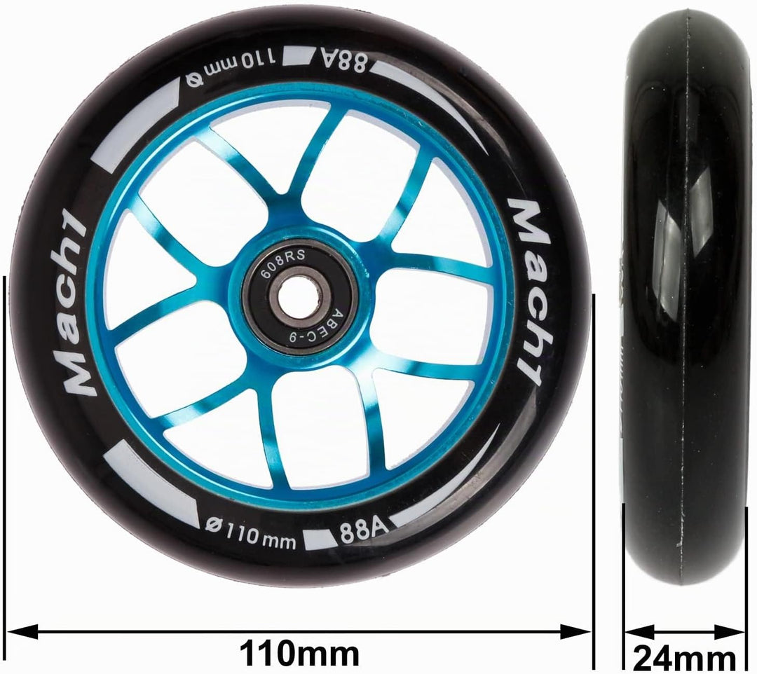 2 Stück 110x24mm Mach1 Stuntscooter Alu aluminium Rollen-Set inklusive Kugellager + Spacer - Cityrol