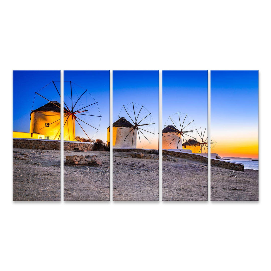 islandburner Bild auf Leinwand Mykonos Kato Mili Windmühle Griechenland Bilder Wandbilder Poster Lei