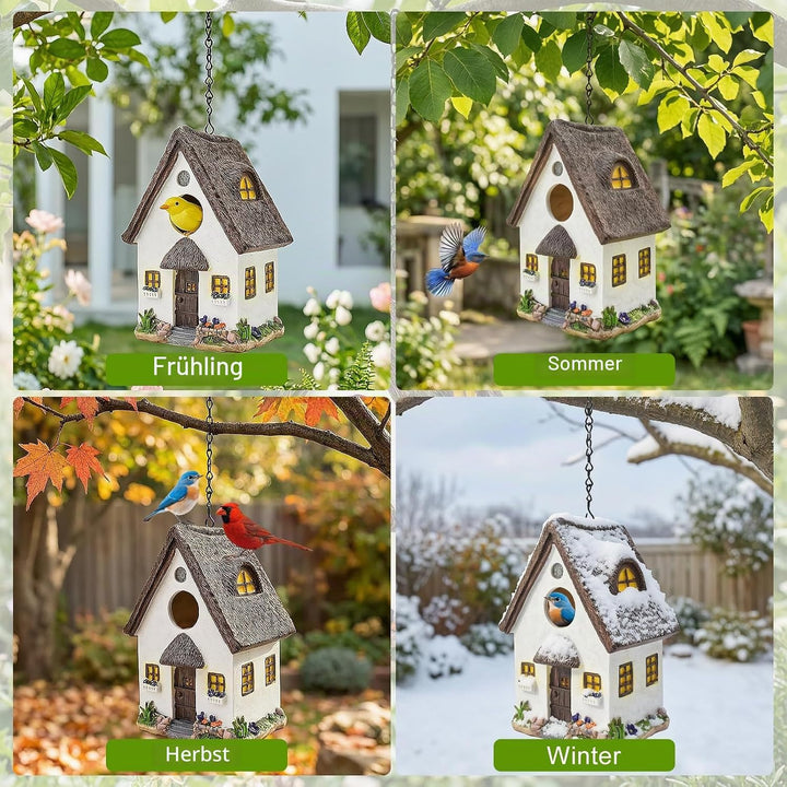 Vogelhaus zum Aufhängen, Wetterfest Nistkasten für Vögel mit 35 mm Einflugloch, Dekoration Vogelhäus