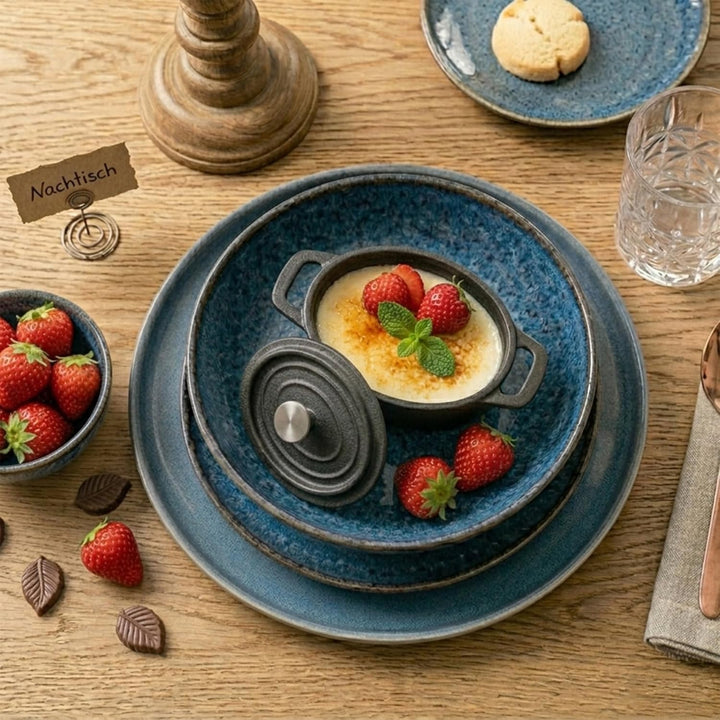 Mini Cocotte Oval 12 x 8,5 cm Gusseisen Emailliert Kleiner Topf mit Deckel Handgeschmiedeter Emaille