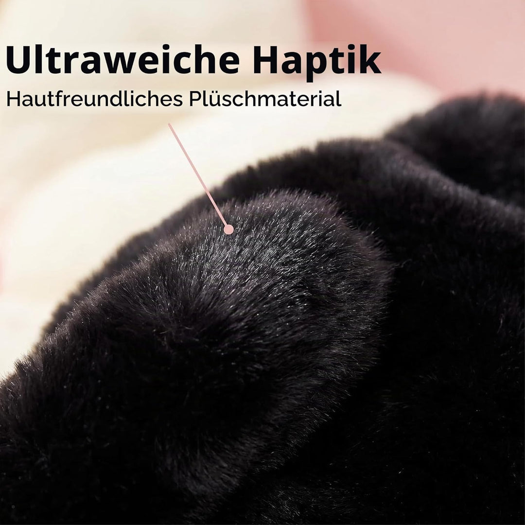 HUIJUFU Realistische geschwollene Plüsch-Umhängetasche in Katzenform, für Damen, Schwarz