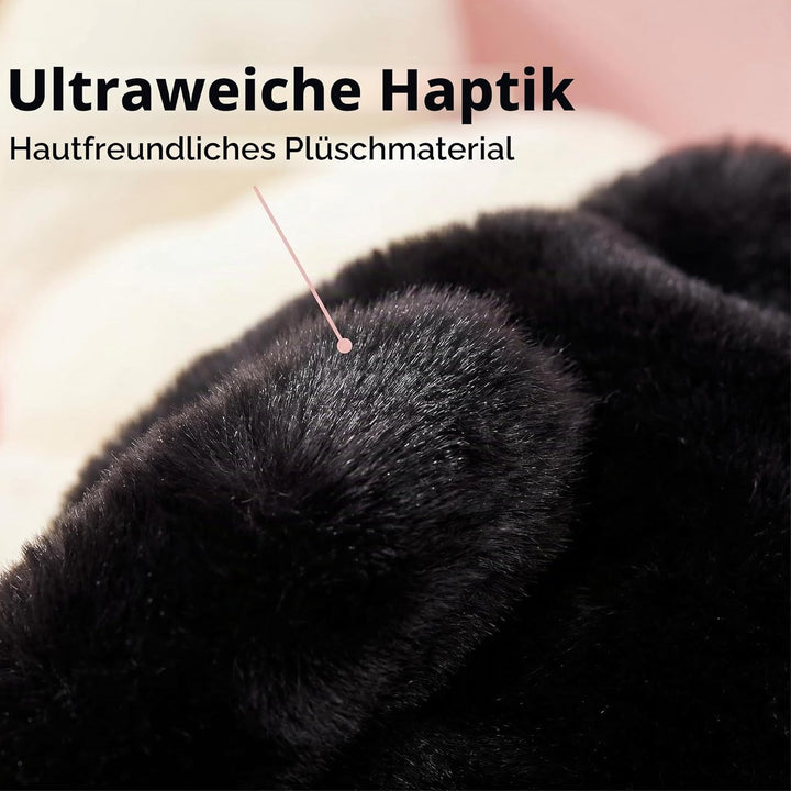 HUIJUFU Realistische geschwollene Plüsch-Umhängetasche in Katzenform, für Damen, Schwarz