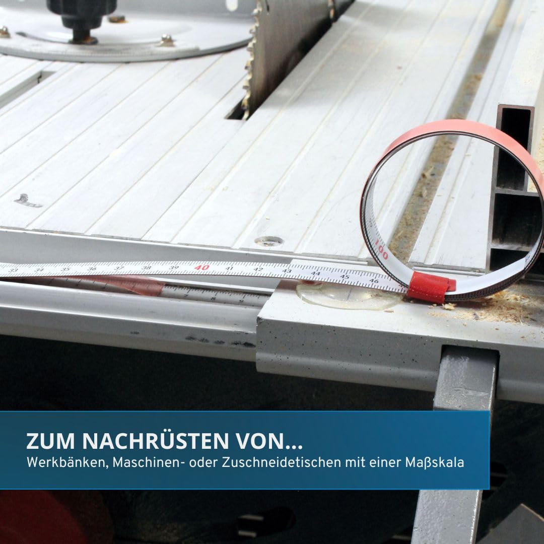 hedue® selbstklebendes Massband 10 m X190 - Massband selbstklebend , von links nach rechts von links