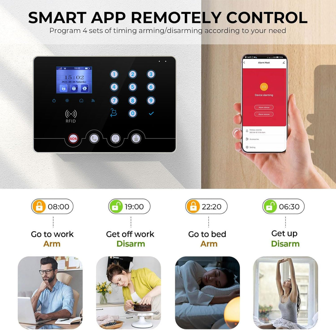 Wolf Guard W4Q-W03 WiFi + 4G Wireless Home Einbrecher Alarmanlage Kit Tuya Smartlife APP, mit Sirene