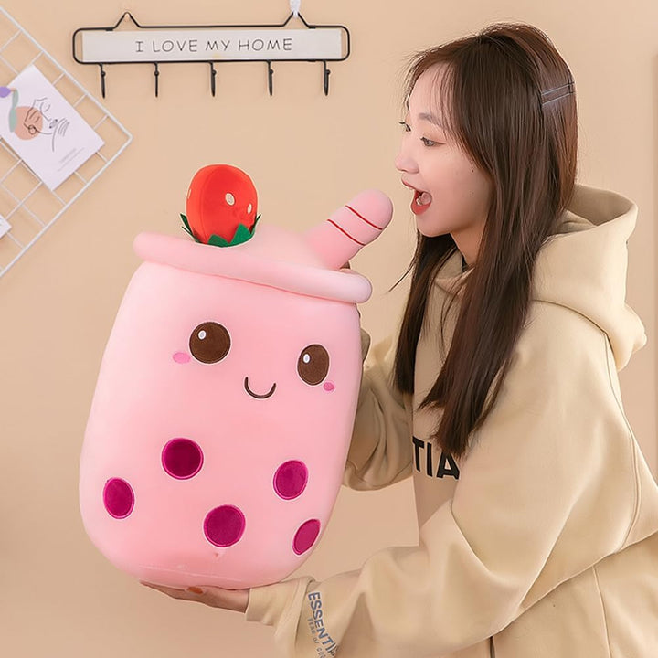 Bubble Tea Kuscheltier PlüSchtier XXL SüssE Kissen, Kawaii Bubble Tea Cup Plushie Stofftier Boba Tee