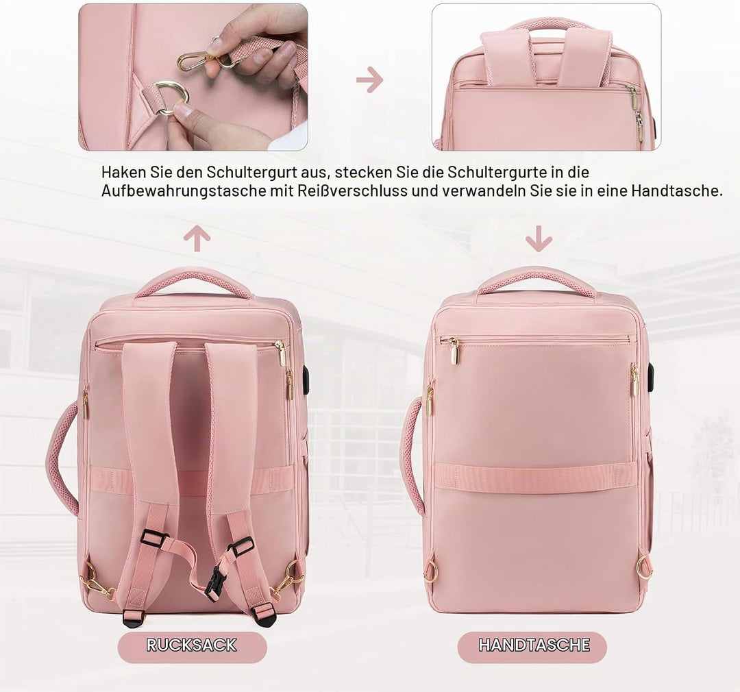 LOVEVOOK Reiserucksack Damen, Handgepäck Rucksack 55x40x20, Rucksack Damen gross mit Schuhfach &amp; Nas