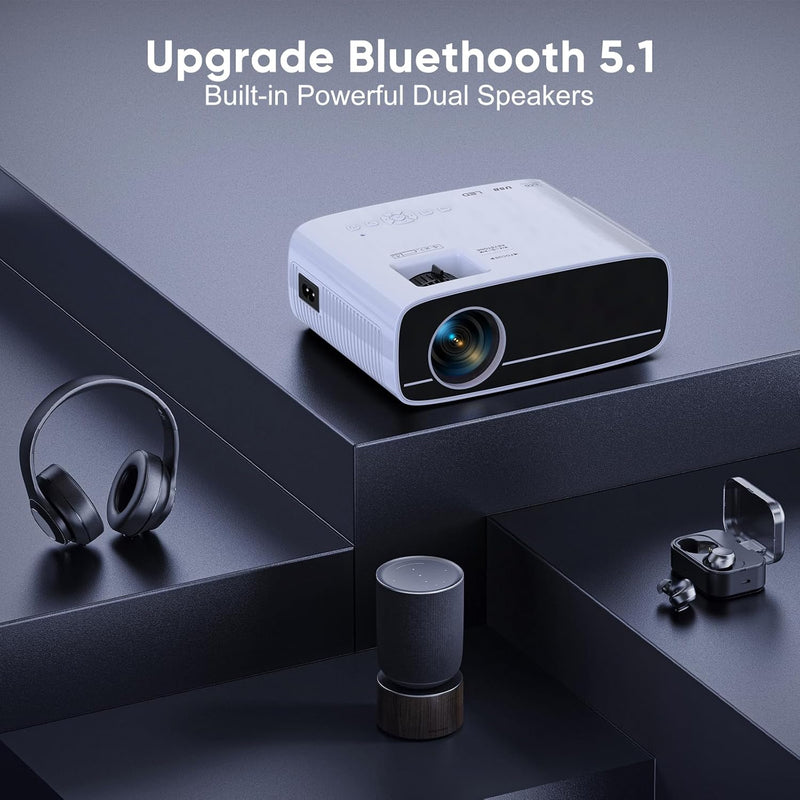 Native 1080P 5G WiFi Beamer, AKATUO Bluetooth 5.1 Videoprojektor, 4K Unterstützt 8000L, Kompatibel m