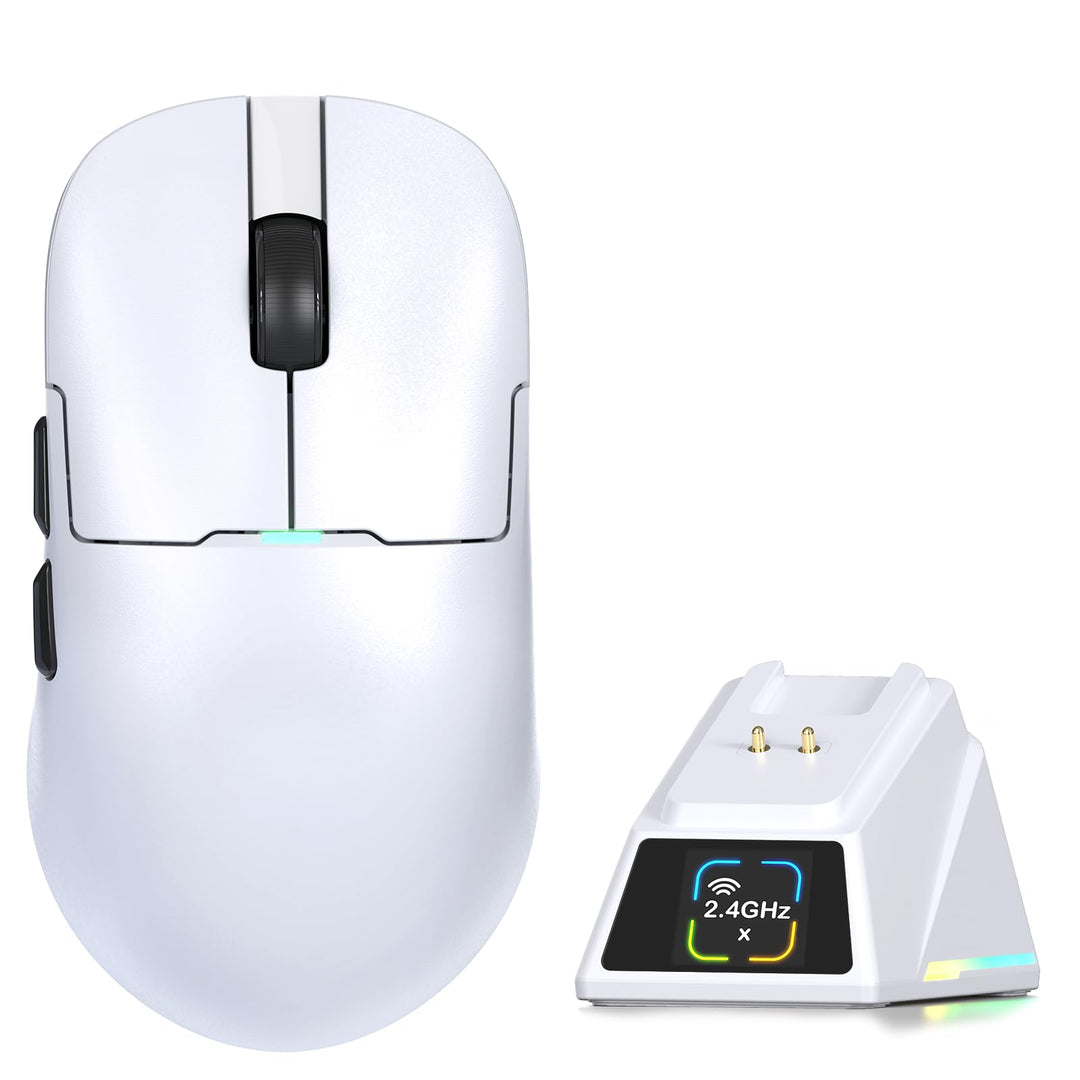 A.JAZZ AJ159P MC PRO Kabellose Gaming-Maus mit RGB-Ladedock, 57g Superlight, Tri-Mode Bluetooth/2.4G