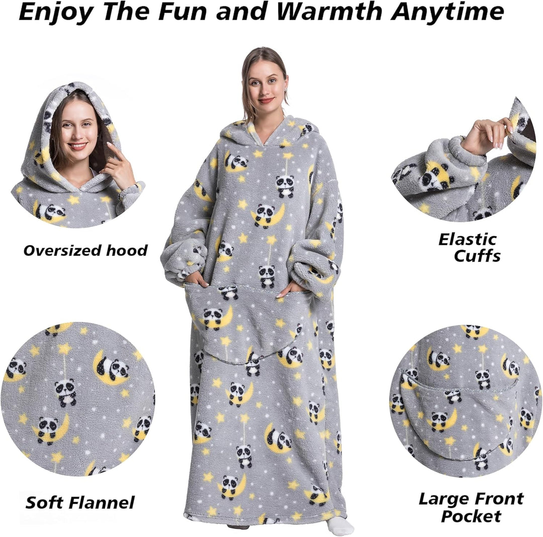 Lange Hoodie Decke mit Ärmeln für Damen & Erwachsene - Kuscheldecke mit Ärmeln - Weiche & Warme Deck