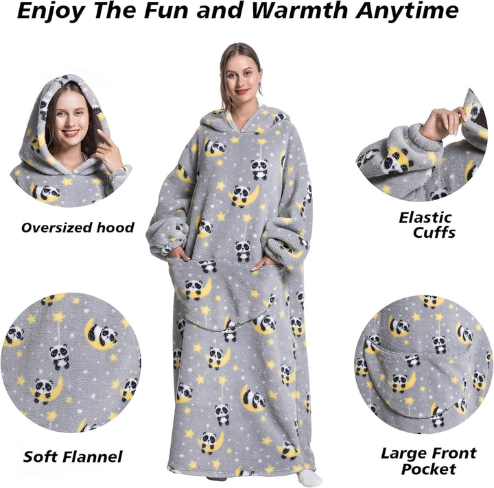 Lange Hoodie Decke mit Ärmeln für Damen & Erwachsene - Kuscheldecke mit Ärmeln - Weiche & Warme Deck
