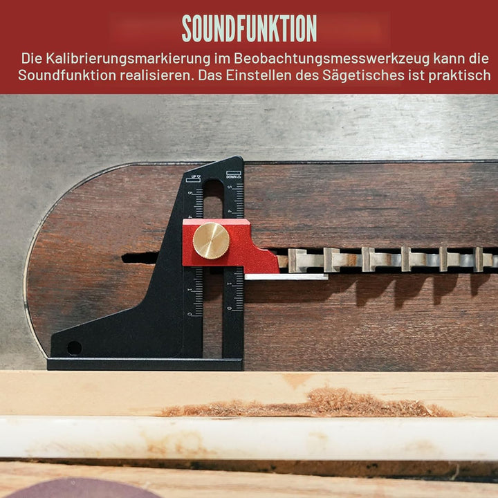 Tiefe Höhe Sägelehre Tischsäge Tiefe-Höhe Messgerät Aluminiumlegierung Höhenmesser für Tischler Holz