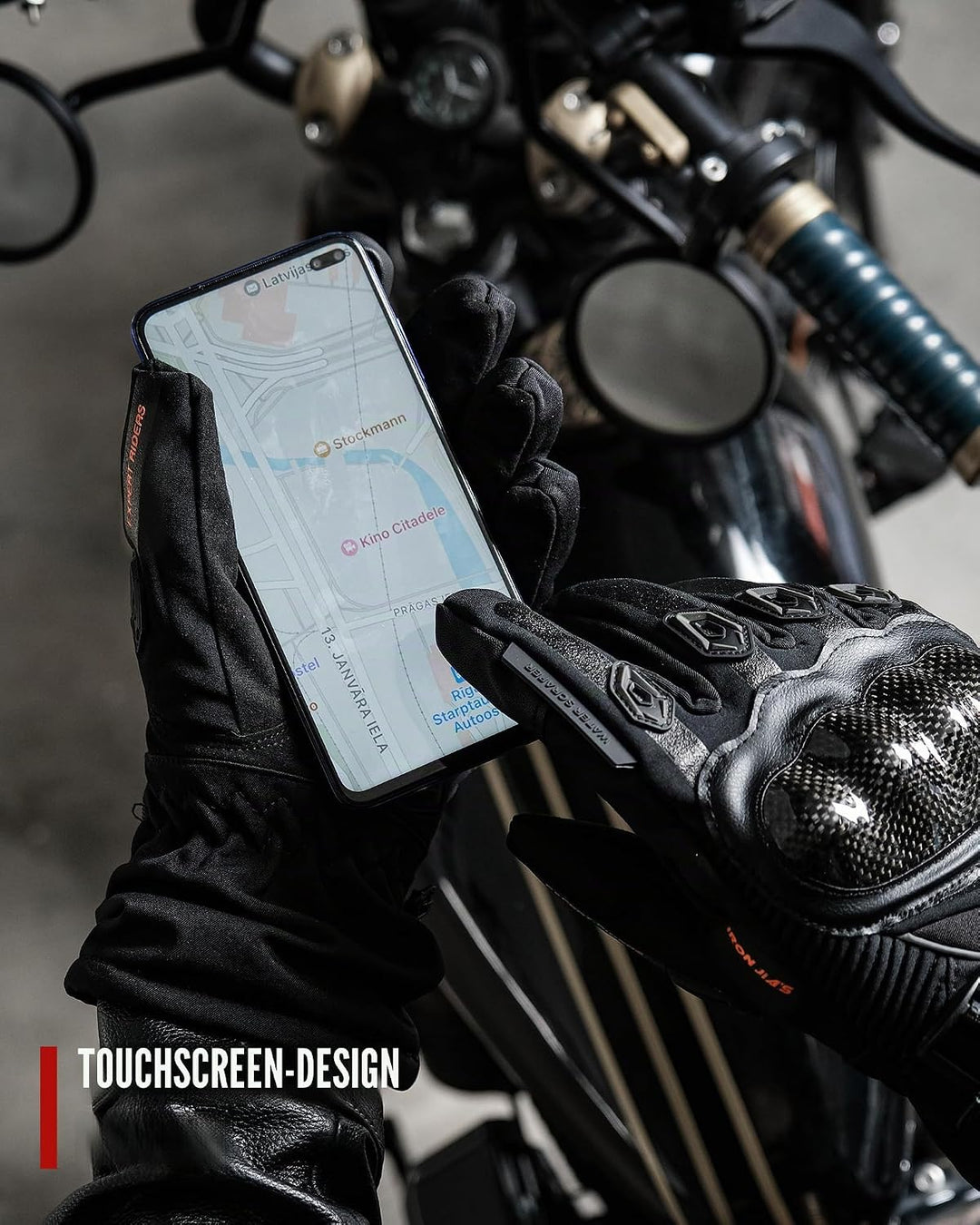 BORLENI Winter Motorradhandschuhe Herren, Motorrad Handschuhe Herr Warm Winterhandschuhe Wasserdicht