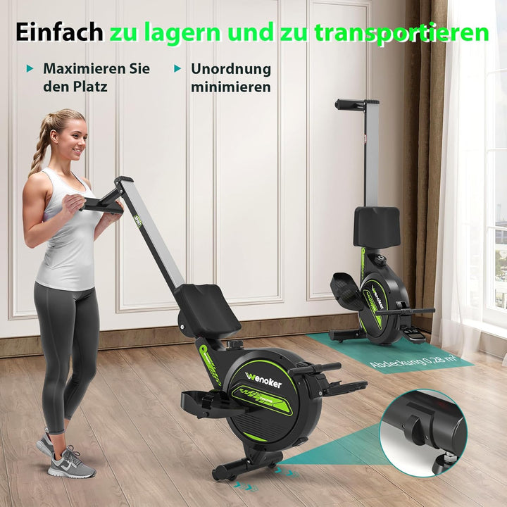 Wenoker Rudergerät für Zuhause, Leises Magnetisches Rudergerät mit APP & LCD-Display,16 Stufen Wider