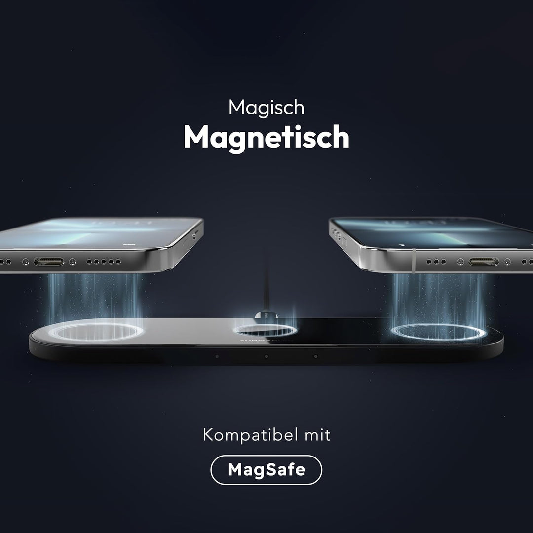 VONMÄHLEN Aura Home - Wireless Charging Pad - 3in1 Schnellladegerät, Magnetisches Multi-Gerät-Ladepa