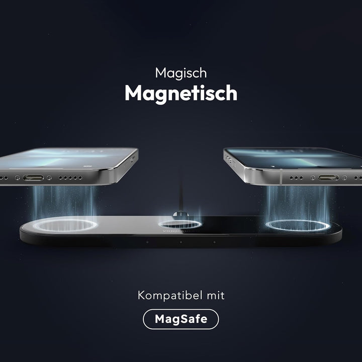VONMÄHLEN Aura Home - Wireless Charging Pad - 3in1 Schnellladegerät, Magnetisches Multi-Gerät-Ladepa