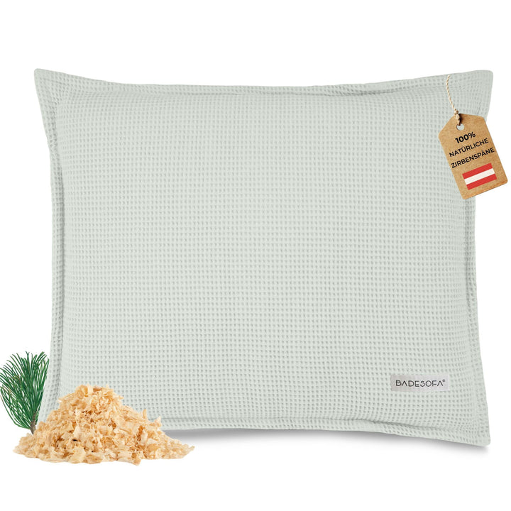 SAUNASOFA™ Zirbenkissen für Sauna – Duftkissen aus 100% Bio-Baumwolle, skandinavisches Design – Hand