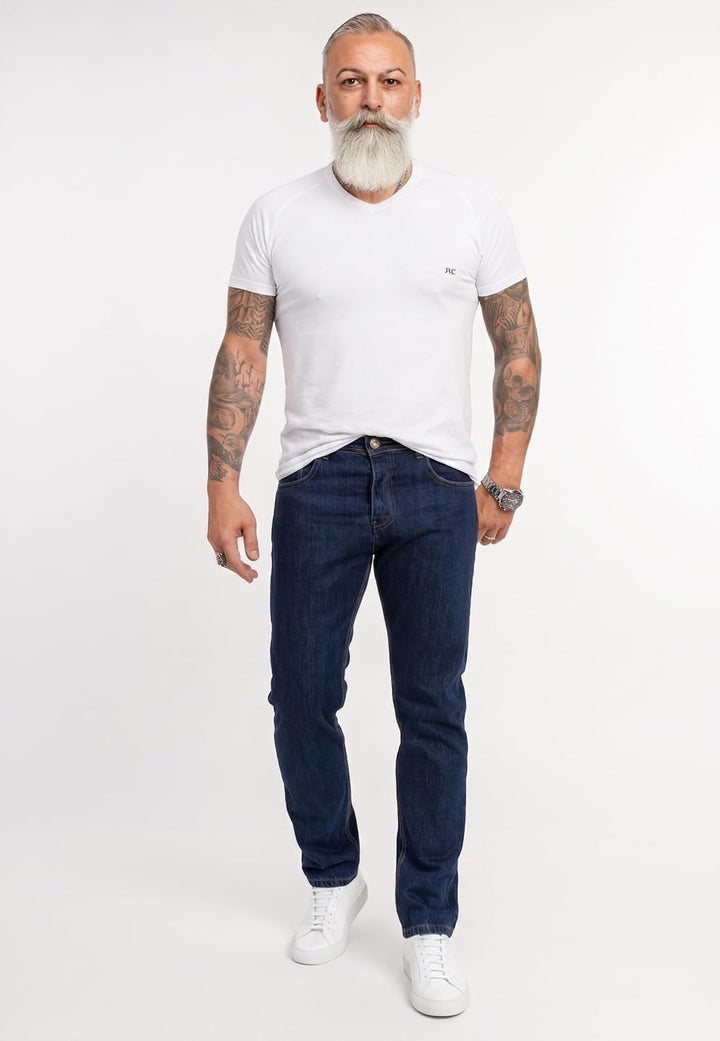 Rock Creek Herren Jeans Hose Denim Blau Straight-Cut Gerades Bein RC-2091 29W / 30L Dunkelblau - Rc-