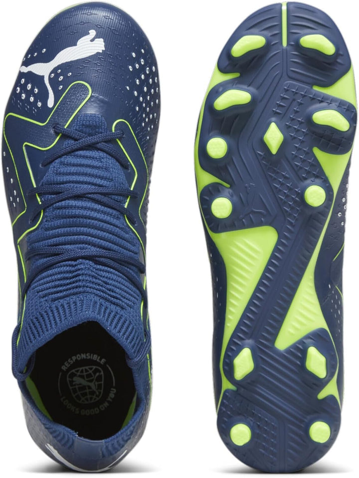 PUMA Unisex Kinder Future Match Fg/Ag Jr Fussballschuh, Persisches Blau Puma Weiss Pro Grün