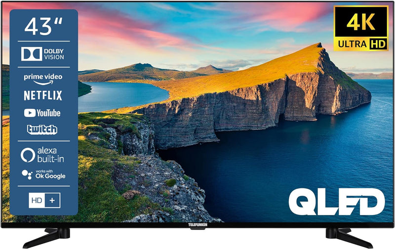 Telefunken QU43K800 43 Zoll QLED Fernseher/Smart TV (4K UHD, HDR Dolby Vision, Triple-Tuner, Bluetoo