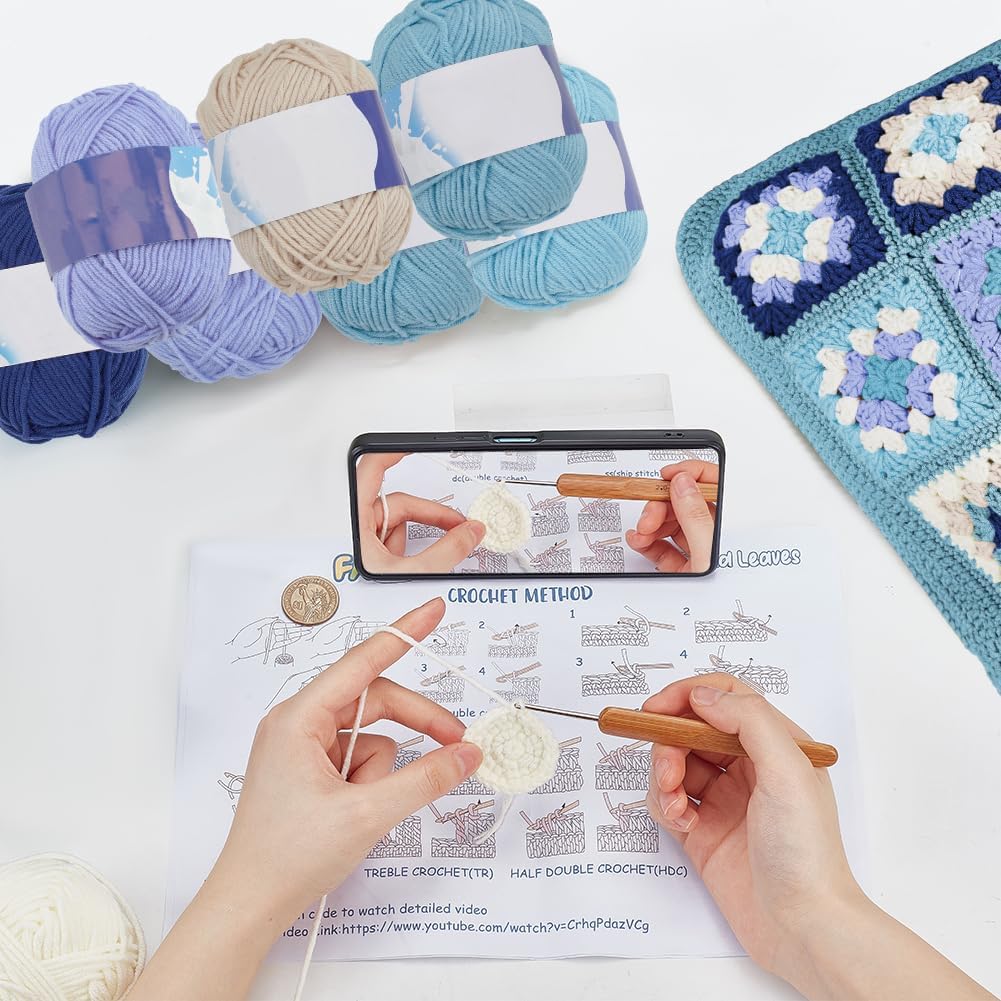ORIGACH Häkel Tasche Set Für Anfänger, DIY Granny Square Tasche Starter Häkelset Für Erwachsene Mit