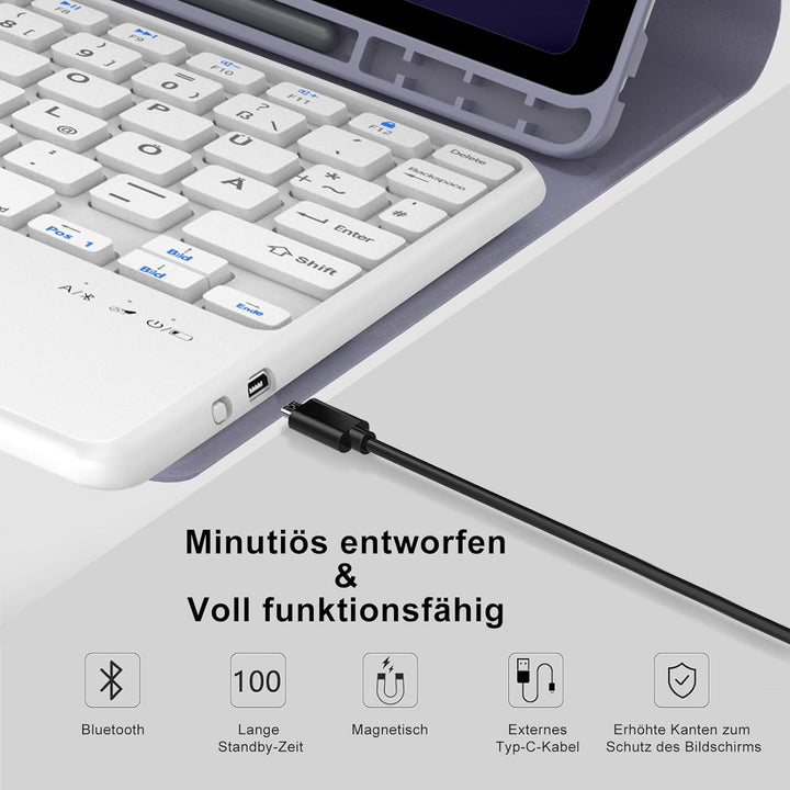 IVEOPPE Tastatur Hülle für Samsung Galaxy Tab А9 Plus 11 Zoll Con Touchpad, [QWERTZ Deutsches], Blue