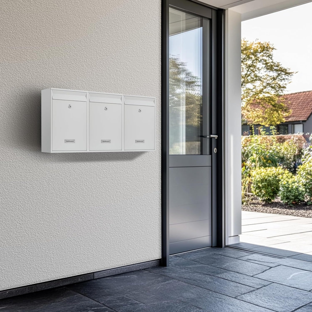 Zedelmaier Mehrfamilienhaus personalisiert 3er Briefkastensysteme Briefkastenanlage Briefkästen Wand