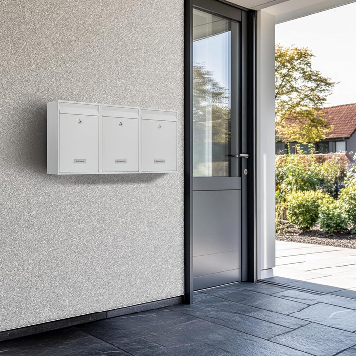 Zedelmaier Mehrfamilienhaus personalisiert 3er Briefkastensysteme Briefkastenanlage Briefkästen Wand