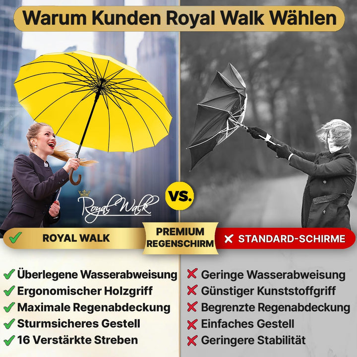 Royal Walk Gross XXL 54 inch Automatik Reise Golf Regenschirm für Damen und Herren Sturmfest Windsic