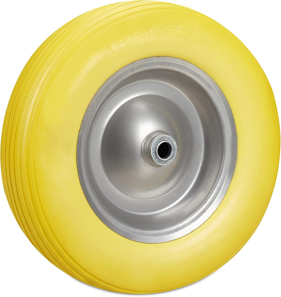 2 x Schubkarrenrad 4.80 4.00-8 im Set, Vollgummireifen u. Stahlfelge, Ersatzrad pannensicher, 100kg