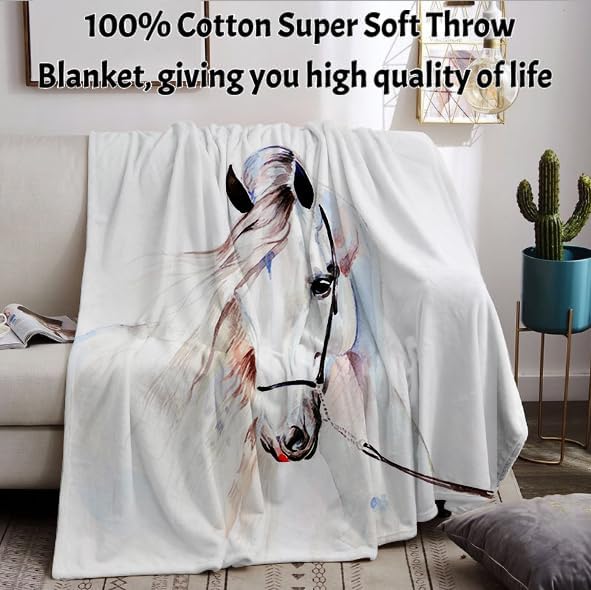 Pferd Kuscheldecke Flanell Decke Fleecedecke Flauschig Weich und Warme,3D Pferd Wohndecke Sofadecke