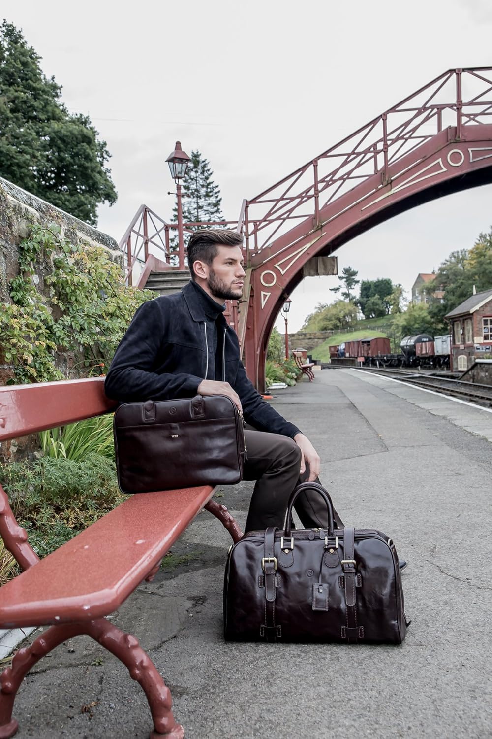 Maxwell Scott - Luxus-Reisetasche, 38 L, Kabinengrösse mit doppelter Öffnung vom Boden bis zum Boden