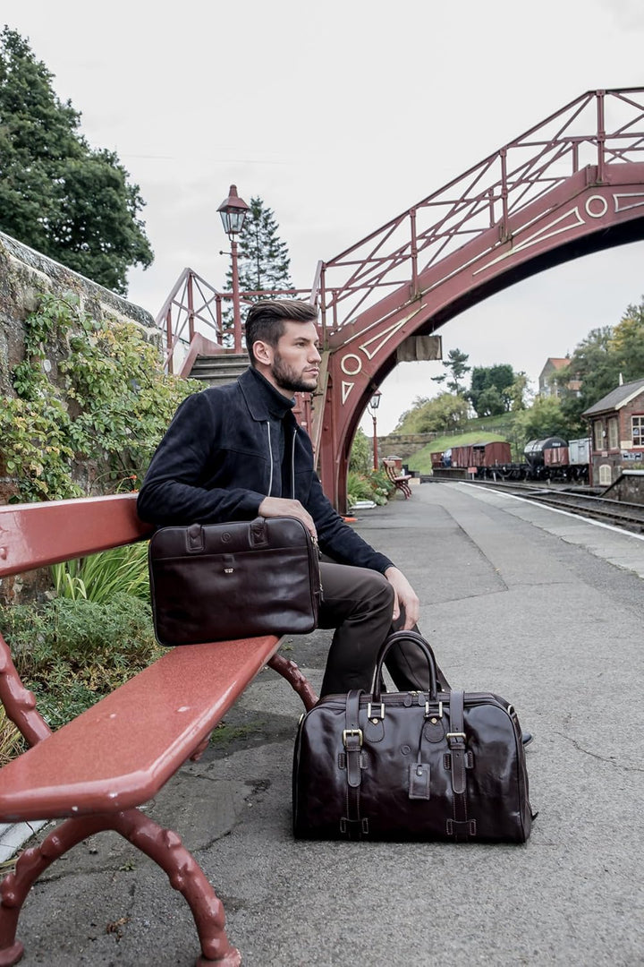 Maxwell Scott - Luxus-Reisetasche, 38 L, Kabinengrösse mit doppelter Öffnung vom Boden bis zum Boden