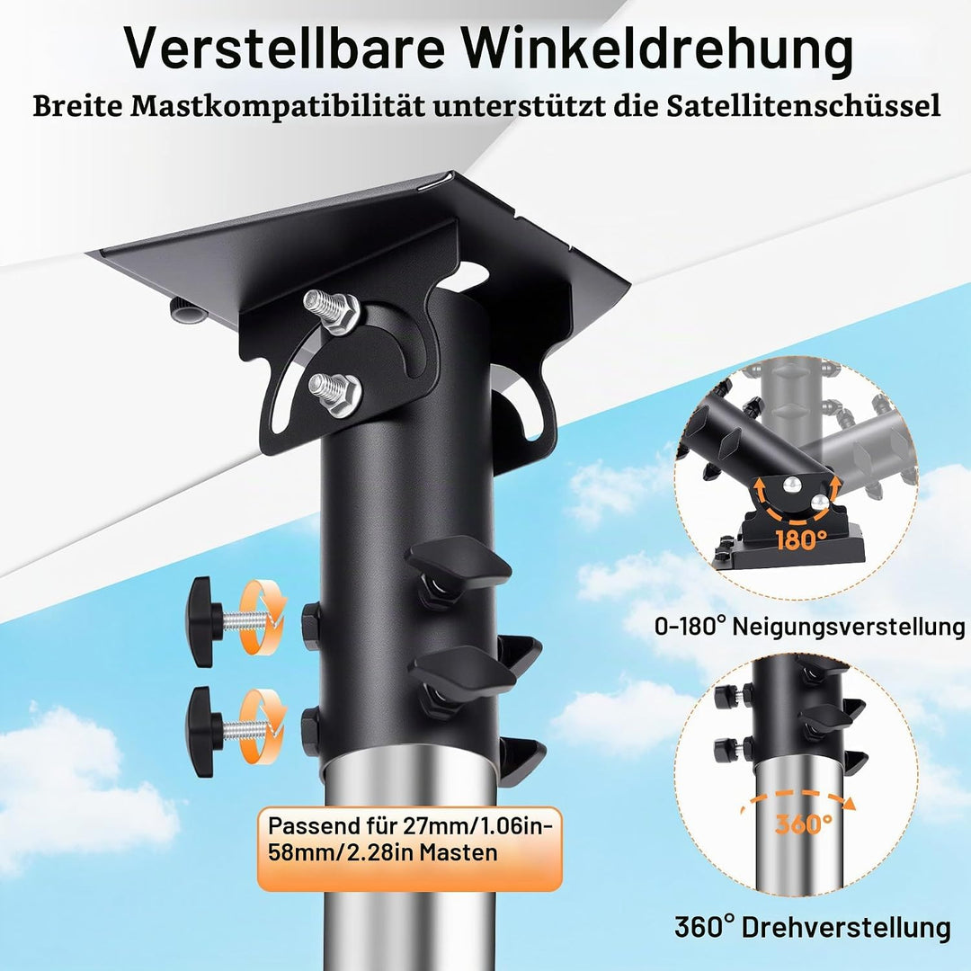 Starlink Gen 3 Halterung 180° Verstellbar, Gen 3 Rohradapter Masthalterung für Wand Dachmontage, Roh