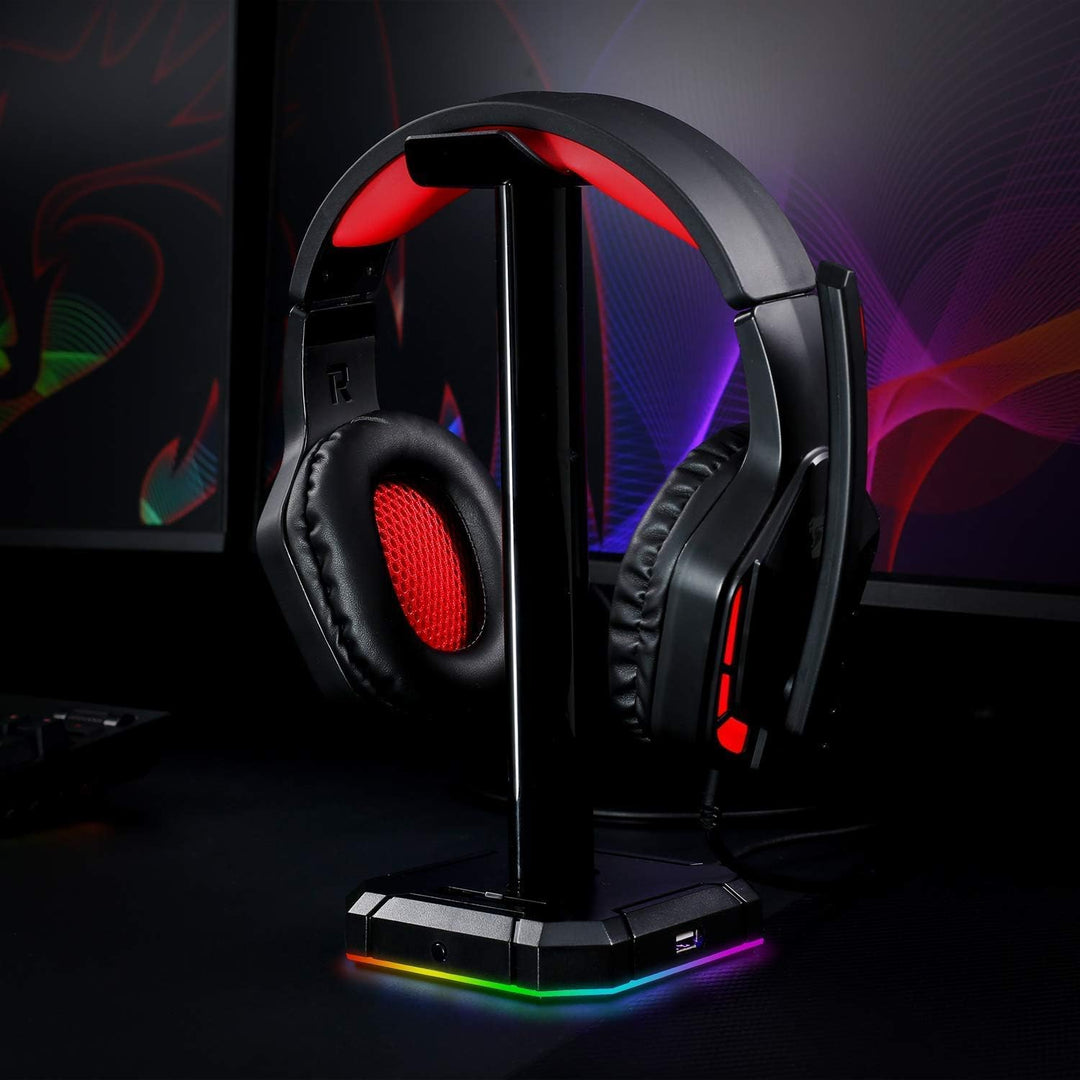 REDRAGON Scepter-Pro (HA300) Kopfhörer-Halterung mit RGB-Beleuchtung mit 4 USB-Anschlüssen