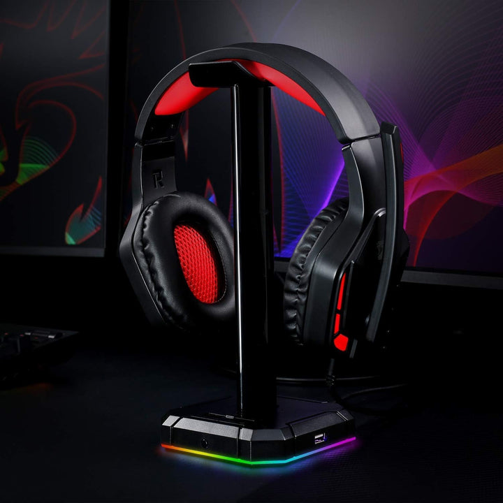 REDRAGON Scepter-Pro (HA300) Kopfhörer-Halterung mit RGB-Beleuchtung mit 4 USB-Anschlüssen