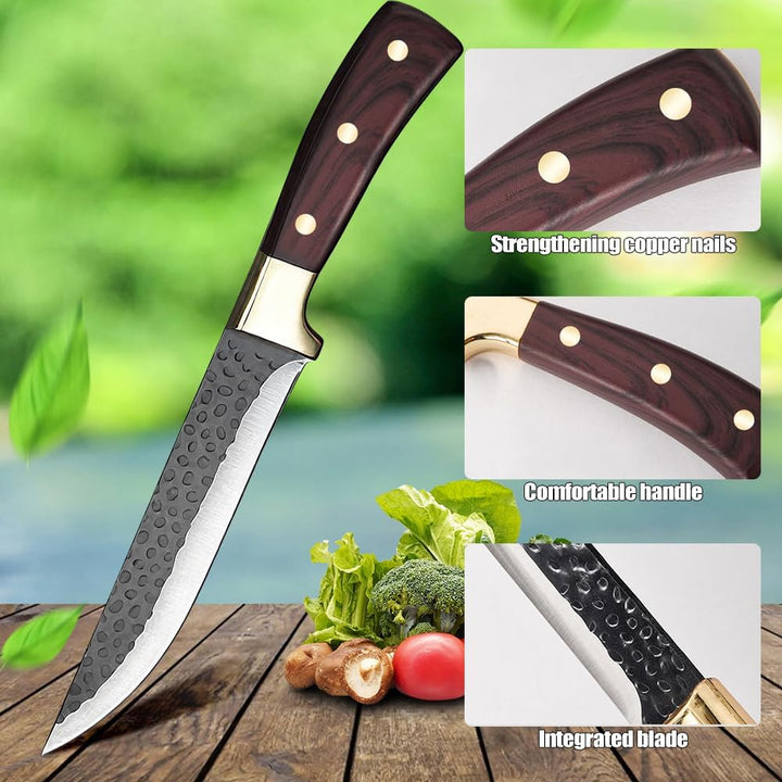 KEPEAK Profi Schlachtermesser 3-Teilig Metzgermesser Set-Filetiermesser &amp; Hackmesser &amp; Schälmesser e