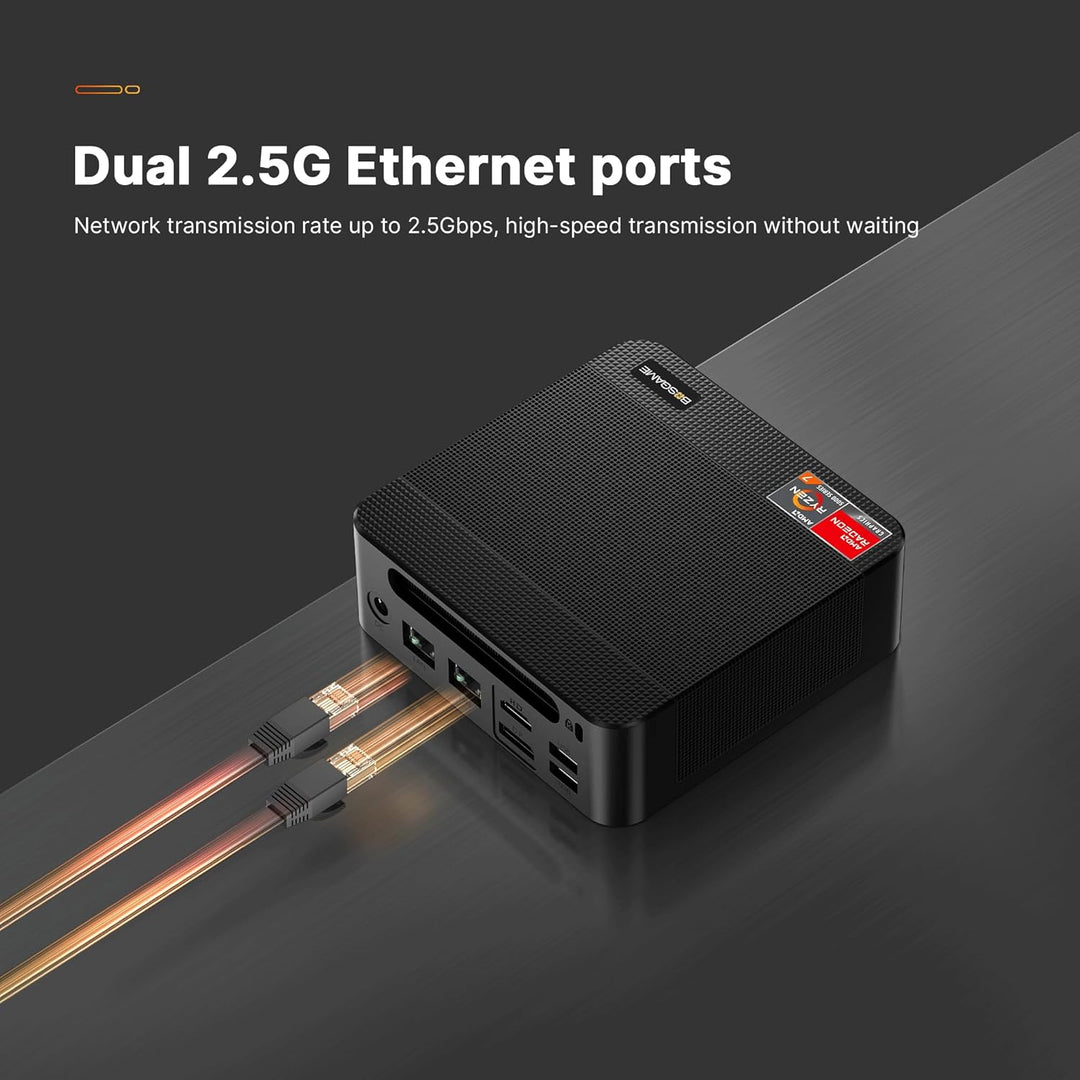 BOSGAME P4 Plus Dual 2.5G LAN Mini Gaming-PC, AMD Ryzen 7 5825U Prozessor (bis zu 4,5 GHz), Windows