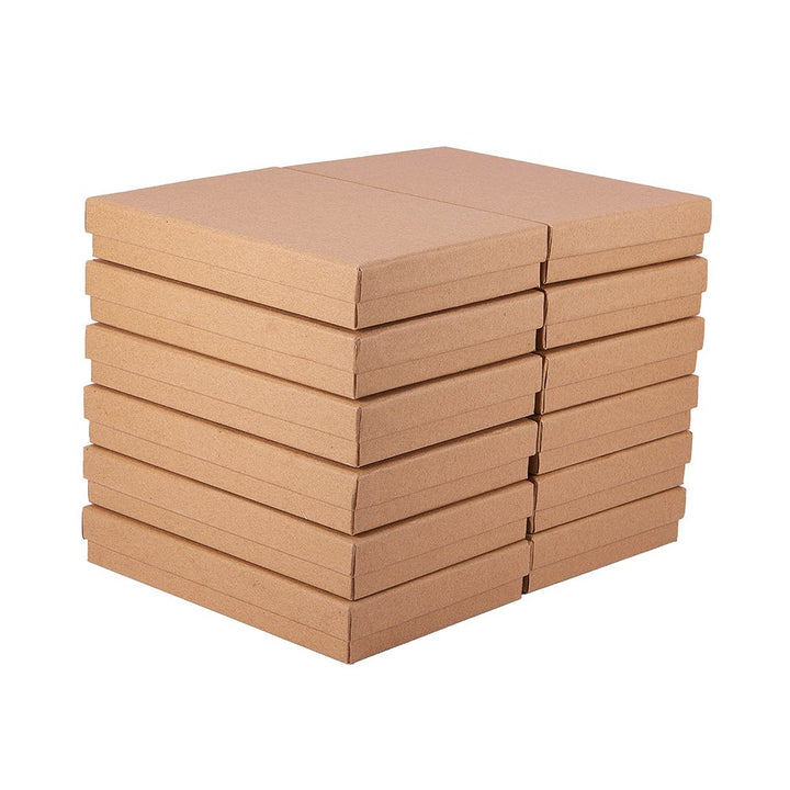 BENECREAT 12 Pack Halskette Ring Box 18x12,5x3cm Kraft Brown Rechteck Karton Schmuckschatullen Gross
