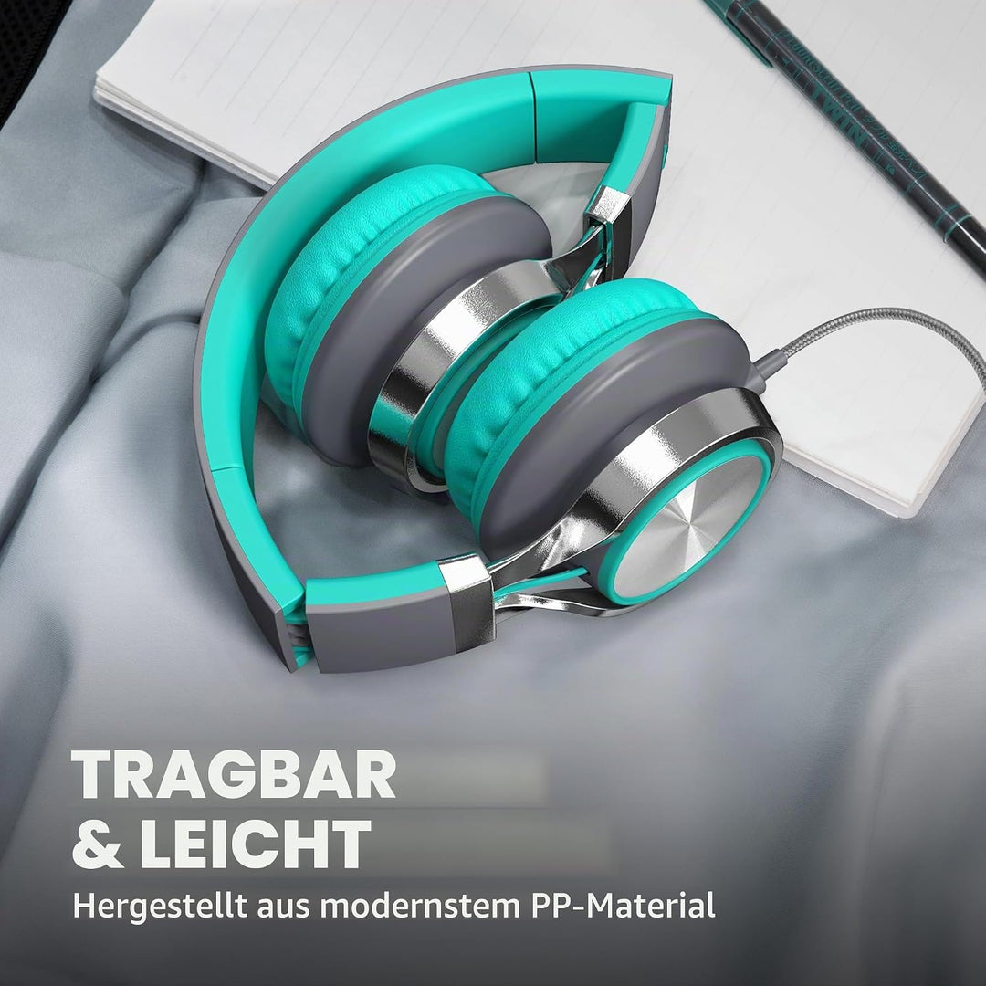 AILIHEN C8 Kopfhörer mit Kabel Mikrofon und Lautstärkeregler Faltbar 3,5mm Headsets On-Ear für Smart
