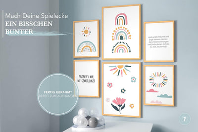 Papierschmiede® Bilder Kinderzimmer Kids Mood Poster Set Regenbogen, Gerahmte Bilder fürs Kinderzimm