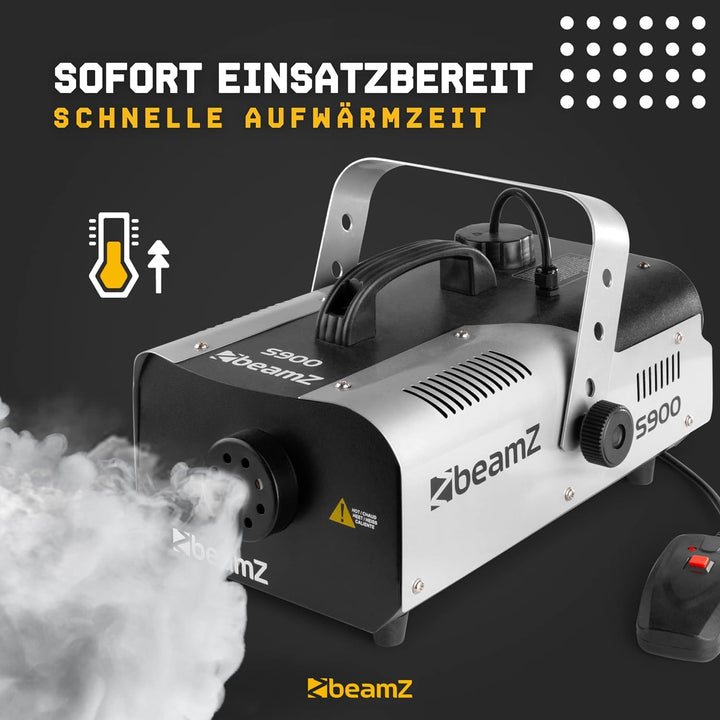 BeamZ S900 Nebelmaschine 900 Watt, Fogger, Party Rauchmaschine, Fog Machine, Kabelfernbedienung, 2,5