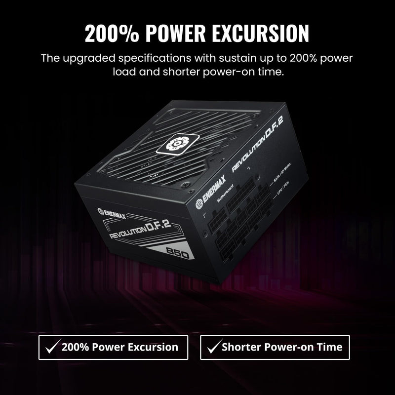 Enermax Revolution D.F. 2 ATX Compact Gaming&Streaming PC Netzteil 850W 80Plus Gold (Semi-Modular, F