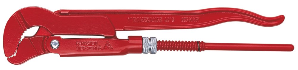 Rennsteig Eckrohrzange (Wasserpumpenzange, Rohrzange), 420 mm, 1 1/2" – CV-Stahl vergütet, Verzahnun