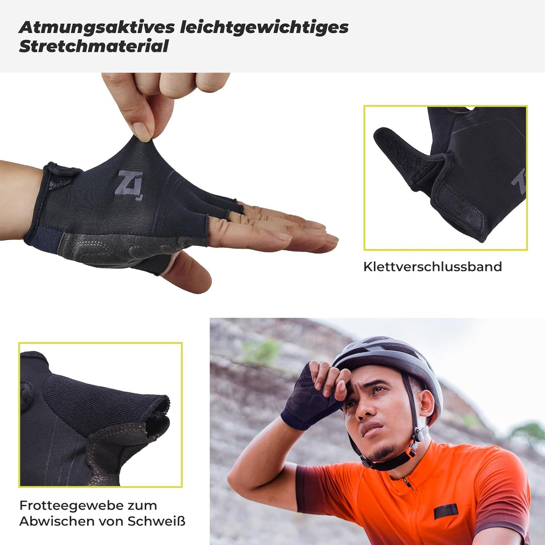 OOZi Fahrradhandschuhe Fingerlose Radsporthandschuhe für Herren und Damen,Leichtgewichtiges Stretchm