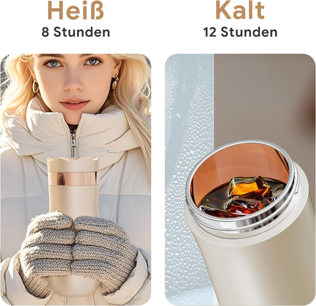 I Cafilas 2-in-1 Edelstahl Thermosbecher mit French Press - 350ml (12oz), Isolierter Reisekaffeebech