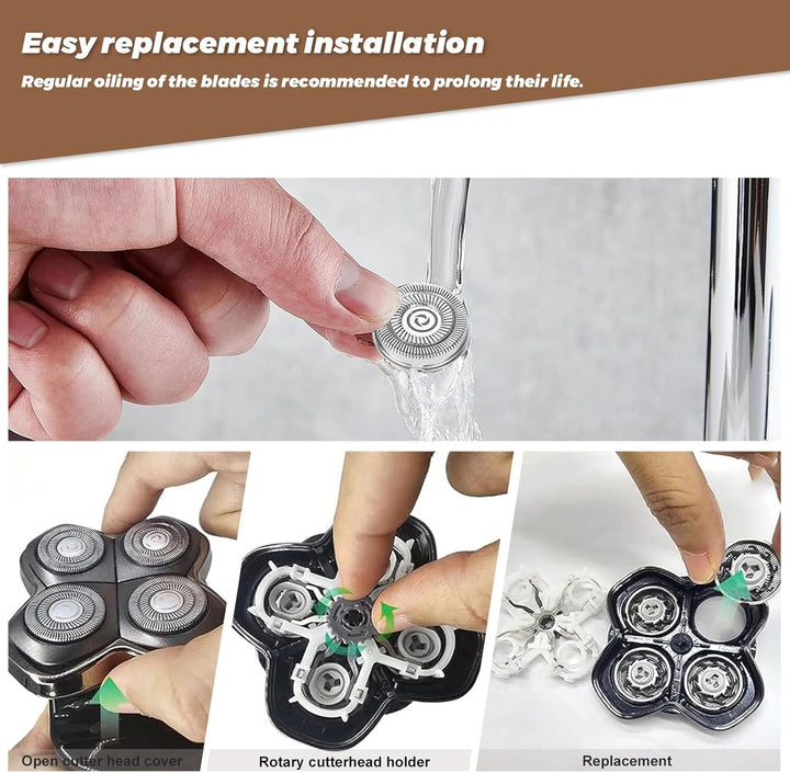 9 Stück Scherkopf Ersatzscherkopf für Pitbull Skull Shaver, Glatzen Rasierer Herren, Pitbull Platinu