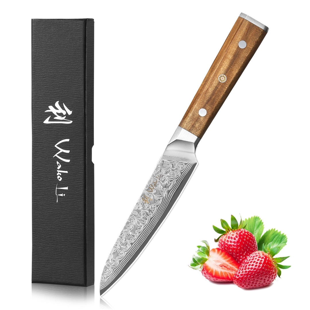 Wakoli Oribu Allzweckmesser 11,50 cm extrem scharfe Klinge aus 67 Lagen I Damast Küchenmesser und Pr