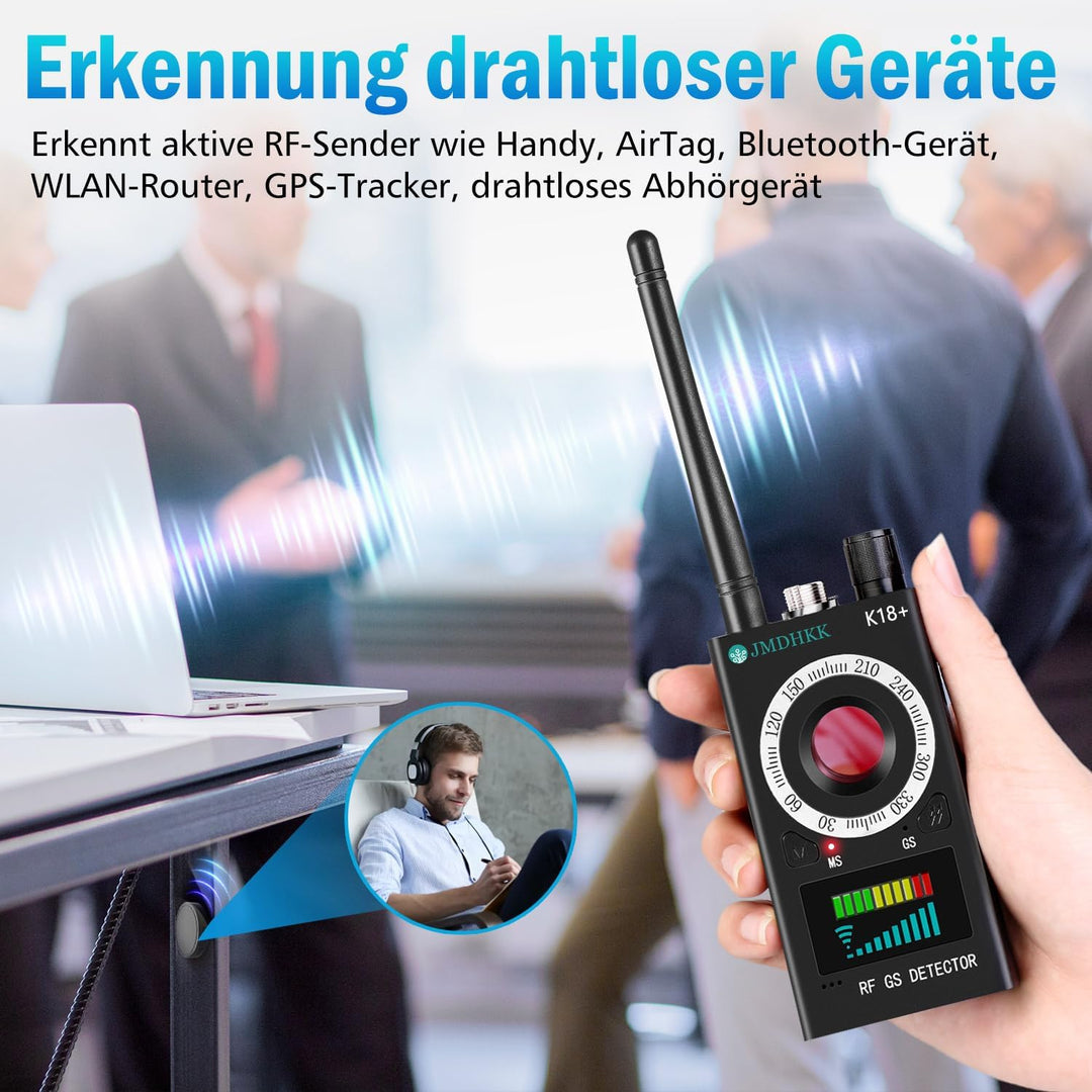 JMDHKK K18+ Versteckter Kamera Spionagekamera-Finder, Wanzendetektor, Magnetfeld-Detektor, Abhörgerä