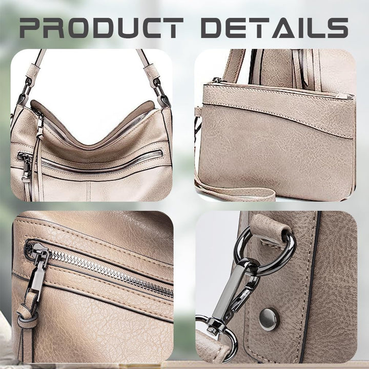 Lifetooler Handtaschen Set Gross Leder Tasche Schultertasche Hobo Taschen Damen Portemonnaie Geschen