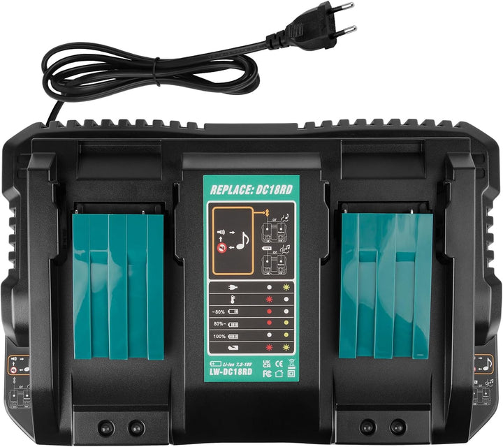4A 14,4V~18V Dual Port Ersatz Ladegerät für Makita ASUNCELL DC18RD Li-ion Akku Schnellladegerät dopp